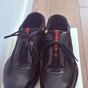Prada Men's Black and Red Sneakers